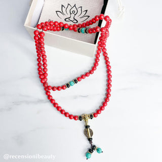 Buddha Gift Tibetan Mala Red Turquoise Lucky Necklace Bracelet