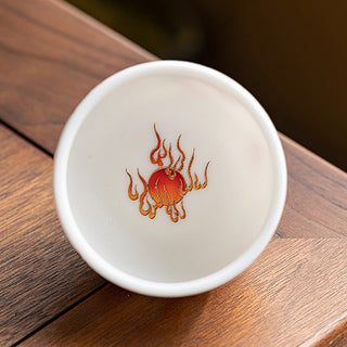 Buddha Gift Dragon Phoenix Auspicious Clouds Ceramic Teacup Kung Fu Tea Cup With Gift Box