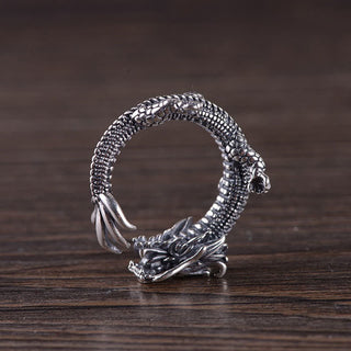 Buddha Gift 925 Sterling Silver Dragon Luck Protection Ring