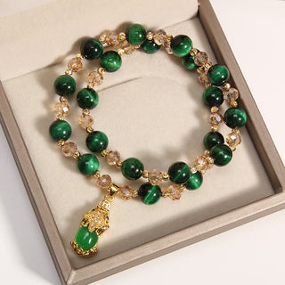 Buddha Gift Tiger Eye Pixiu Fox Money Bag Protection Self Confidence Double Wrap Bracelet