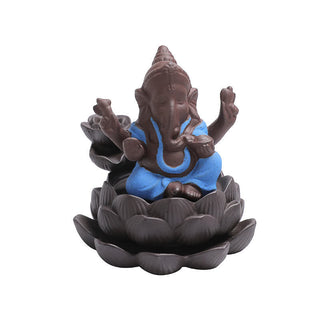 Buddha Gift Ganesh Elephant Purple Clay Backflow Smoke Fountain Protection Incense Burner