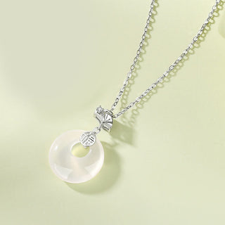 Buddha Gift 925 Sterling Silver Ginkgo Leaf Butterfly Rose Chalcedony Hetian Jade Peace Buckle Fu Character Harmony Necklace Pendant