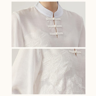 Buddha Gift 2Pcs Long Sleeve Frog-Button Meditation Prayer Zen Practice Tai Chi Uniform Clothing Women's Set