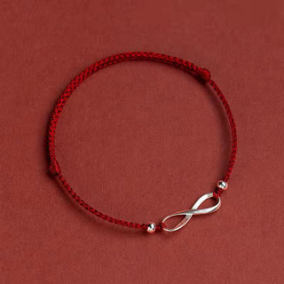 Buddha Gift 925 Sterling Silver Endless Knot Protection Luck Red String Bracelet Anklet