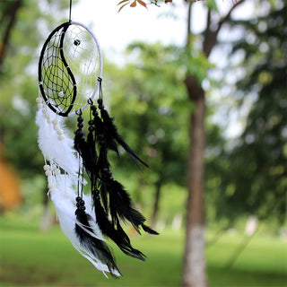Buddha Gift Yin Yang  Dream Catcher Circular Net with Feathers Balance Decoration