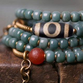 Buddha Gift 108 Mala Beads Bodhi Seed Dzi Bead Wisdom Bracelet