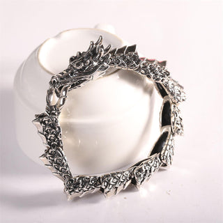 Buddha Gift 925 Sterling Silver Dragon Luck Success Bracelet Bangle