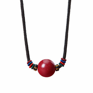 Buddha Gift Cinnabar Bead Blessing String Necklace Pendant
