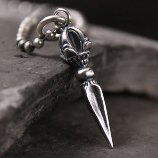 Buddha Gift 925 Sterling Silver Dorje Vajra Spiritual Power Strength Necklace Pendant
