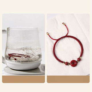 Buddha Gift Handmade Lotus Cinnabar Peace Buckle Blessing Braid Bracelet