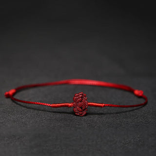 Buddha Gift Handmade Plum Blossom Four Leaf Clover PiXiu Lotus Koi Fish Cinnabar Blessing Braid Bracelet