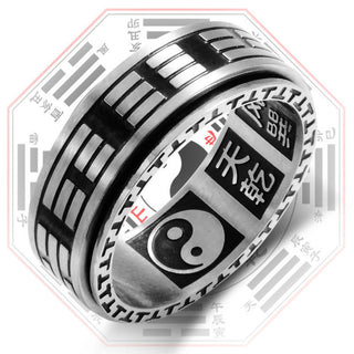 Buddha Gift Bagua Yin Yang Titanium Steel Balance Rotatable Ring