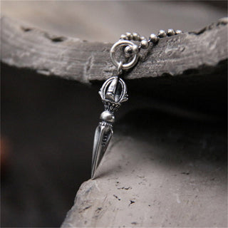 Buddha Gift 925 Sterling Silver Dorje Vajra Spiritual Power Strength Necklace Pendant