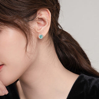 Buddha Gift 925 Sterling Silver Round Jade Luck Abundance Stud Earrings