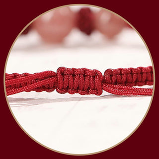 Buddha Gift Natural Strawberry Quartz Crystal Love Red String Weave Bracelet Anklet