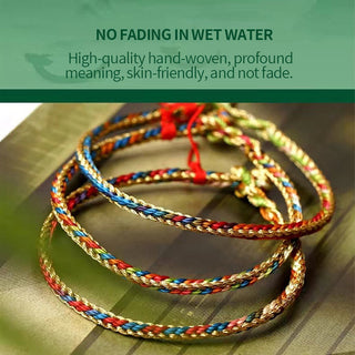 Buddha Gift 925 Sterling Silver Fu Character Zongzi Pattern Multicolored String Luck Handmade Braided Bracelet