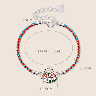 Buddha Gift 925 Sterling Silver Zongzi Pattern Luck Multicolored Handcrafted Bracelet