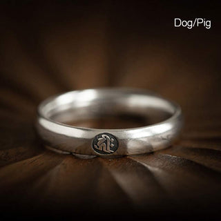 Buddha Gift 925 Sterling Silver Chinese Zodiac Natal Buddha Blessing Couple Ring