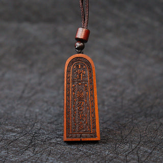 Buddha Gift Lightning Struck Jujube Wood Taoist Five Thunder Order Luck Protection Necklace Pendant