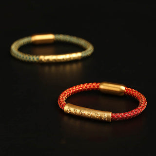 Buddha Gift Handmade 999 Sterling Silver Om Mani Padme Hum Protection Dragon Scale Braided Magnetic Buckle Bracelet