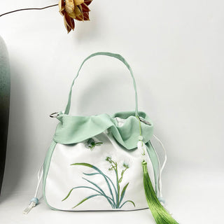 Buddha Gift Suzhou Embroidery Camellia Magnolia Peony Lotus Silk Tote Crossbody Bag Shoulder Bag Handbag
