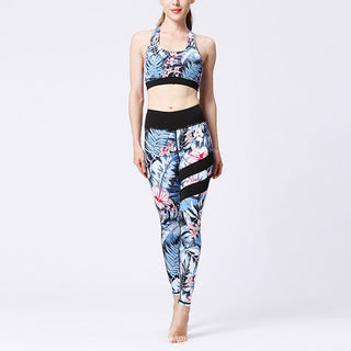 Buddha Gift 2Pcs Sunflower Flowers Leaves Print Top Pants Sports Fitness Yoga Women's Yoga Sets