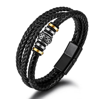 Buddha Gift Leather Layered Titanium Steel Balance Braided Bracelet