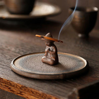 Buddha Gift Small Person Meditation Ceramic Spiritual Healing Incense Burner