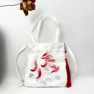 Buddha Gift Suzhou Embroidery Lotus Deer Epiphyllum Peony Rabbit Cotton Linen Tote Crossbody Bag Shoulder Bag Handbag