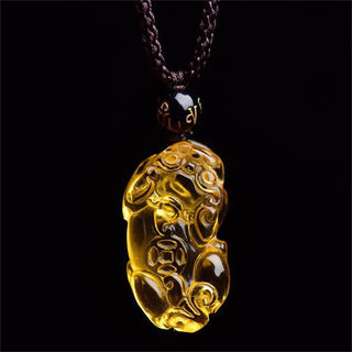 Buddha Gift FengShui Citrine PiXiu Wealth Necklace Pendant