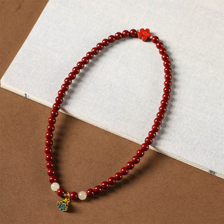Buddha Gift Cinnabar Lotus Charm Double Wrap Blessing Bracelet