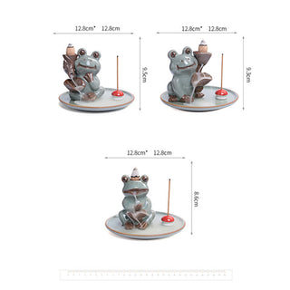 Buddha Gift Meditation Frog Ceramic Lotus Healing Incense Burner