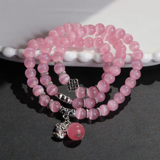 Buddha Gift Cat Eye PiXiu Support Triple Wrap Bracelet