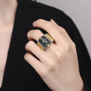 Buddha Gift Tibetan Nine-Eye Dzi Bead Wealth Blessings Rotatable Ring