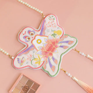 Buddha Gift Luck Embroidery Lotus Koi Fish Rabbit Flower Hanfu Bag Crossbody Bag Shoulder Bag