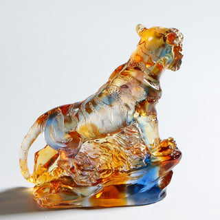 Buddha Gift Handmade Liuli Crystal Tiger Art Piece Protection Home Decoration