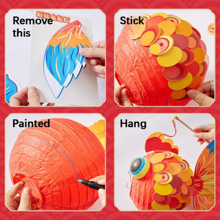 Buddha Gift DIY Good Luck Koi Fish Paper Lantern Lamp Mid-Autumn Festival Child Kids Lantern Decoration