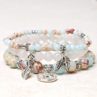 Buddha Gift 3PCS Natural Quartz Crystal Beaded Healing Energy Lotus Bracelet