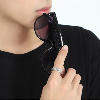 Buddha Gift Tibetan Om Mani Padme Hum PiXiu Engraved Wealth Luck Rotatable Ring