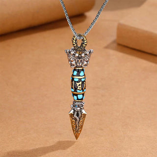 Buddha Gift Tibet Om Mani Padme Hum Dzi Bead Dorje Vajra Pattern Wealth Rotatable Necklace Pendant