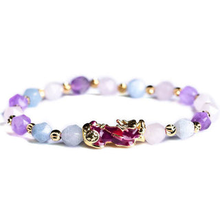 Buddha Gift Natural Amethyst Fortune Pixiu Charm Bracelet