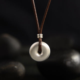 Buddha Gift 999 Sterling Silver Round Peace Buckle Protection Necklace Pendant