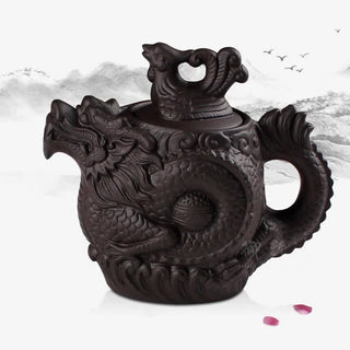 Buddha Gift Vintage Dragon Phoenix Ceramic Teapot
