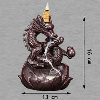 Buddha Gift Dragon Lotus Pattern Strength Protection Ceramic Incense Burner Decoration