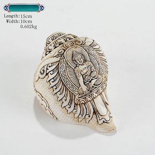 Buddha Gift Tibetan Handmade Engraved Shankha Buddha Avalokitesvara Conch Shell Wealth Decoration
