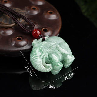 Buddha Gift Elephant Jade Luck Strength Necklace String Pendant