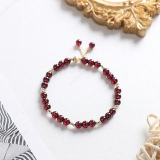 Buddha Gift 14K Gold Natural Garnet Calm Bracelet