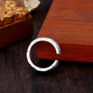 Buddha Gift 925 Sterling Silver Retro Tang Dynasty Flower Design Luck Adjustable Ring