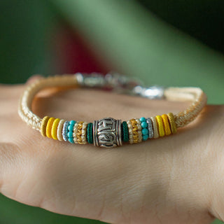 Buddha Gift Handmade 925 Sterling Silver Tibetan Om Mani Padme Hum Purity Braided Bracelet