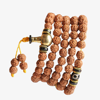 Buddha Gift 108 Mala Beads Rudraksha Bodhi Seed Dzi Bead Luck Wealth Bracelet